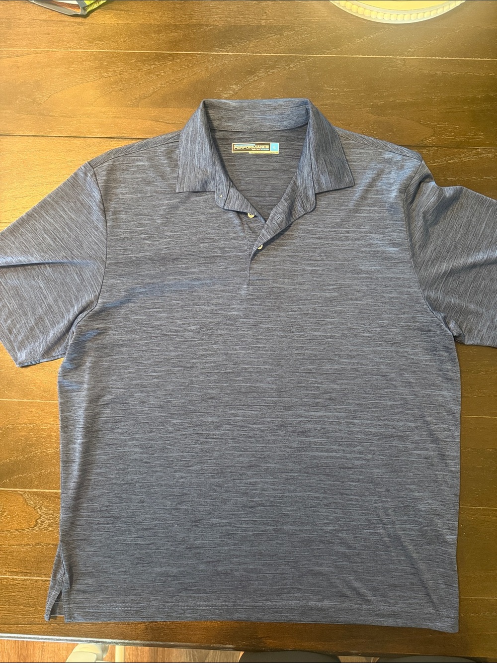 Roundtree & Yorke Heathered Blue Short-Sleeve Polo